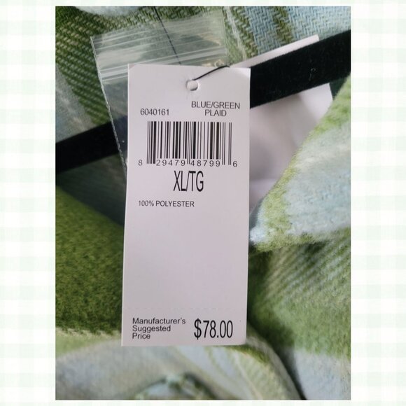 FOR THE REPUBLIC Classic Short Jacket in Blue Green Plaid Women's Size XL/TG - Picture 7 of 16